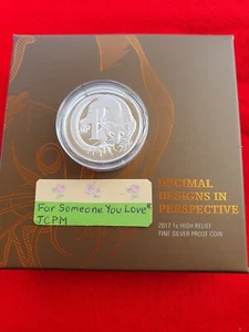 2017 1c Decimal Designs in Perspective High Relief Fine Silver Proof Coin WMF - Picture 1 of 7