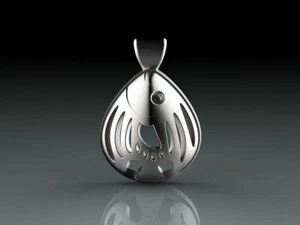 Colgante moderno de pescado platino u dorado con diamante - Imagen 1 de 8