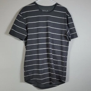 BYLT Mens Drop Cut Lux T Shirt Size M Gray Short Sleeve Workout Gym Stretch - Picture 1 of 9