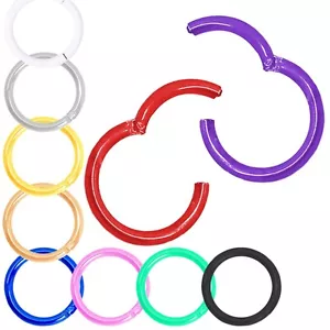 Anello piercing Ø 11 mm setto acciaio inox clicker naso orecchio intimo labbra petto bianco - Foto 1 di 13