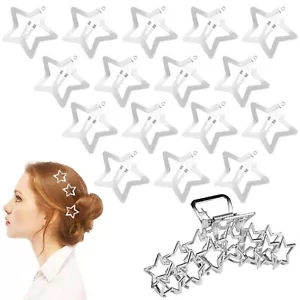 100pcs Star Hair Clips 1.22" Silver Metal Star Hair Barrettes with Star Hair ... - Picture 1 of 7