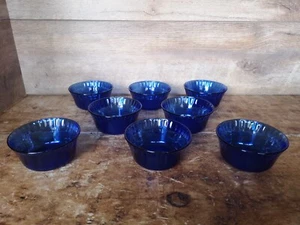 8 X Colorex Cobalt Blue Glass Sweet Bowls 10.5cm. - Picture 1 of 10