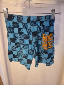 Hot Wheels Size 6 Shorts Boys Blue Checkered Cotton Elastic Waist Quick Dry - Picture 1 of 8
