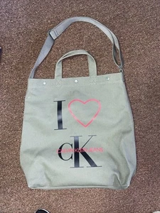 New Calvin Klein Jeans Packable Tote Handbag Shoulder Canvas Olive Women’s #486 - Picture 1 of 13