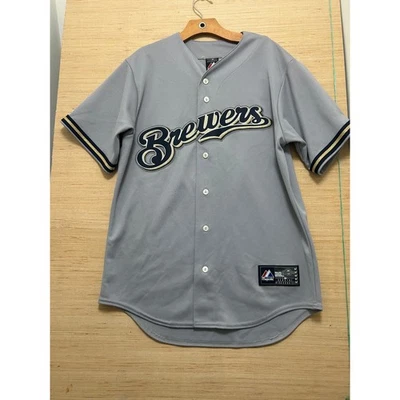 Majestic Milwaukee Brewers Braun #8 Jersey MLB Béisbol Gris Para Hombres Talla M Foto 1 de 4