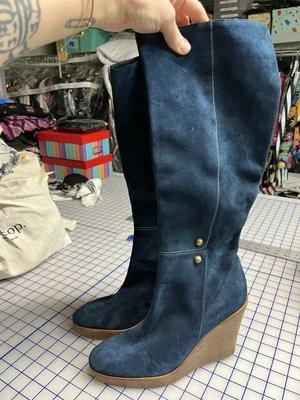 Темно-синий замши христианский лабутин сапоги на платформе  - Изображение 1 из 4