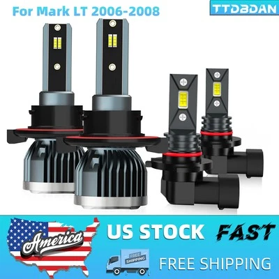 Kit de bombillas de faros LED alto/bajo haz de niebla 6000 k para Lincoln Mark LT 2006-2008 Foto 1 de 4