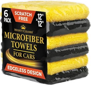 Edgeless Microfiber Towels for Cars – 6Pk (12”X12”) - 540 GSM - Super Soft - Picture 1 of 12