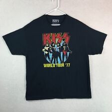 KISS Shirt Men's 2XL Black Reproduction Concert World Tour '77 Unisex Band