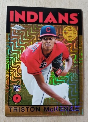 2021 Topps Chrome Silver Pack Gold Triston McKenzie RC /50 Cleveland Indians - Image 1 of 2