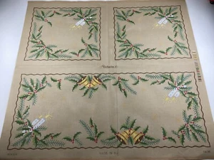 Gobelin Needlepoint Tapestry Canvas Holly Bell Table 35in X 15in Rome 10 Count - Picture 1 of 6