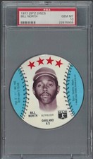 1977 Zip'z Discs Bill North Oakland Athletics A's PSA 10 Gem Mint 22975935