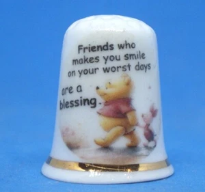 Birchcroft China Thimble --  Friends are a Blessing -- Free Dome Gift Box - Bild 1 von 3