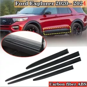 Carbon Fiber Door Side Body Molding Stripes Cover Trim For Ford Explorer 2020-25 - Picture 1 of 11