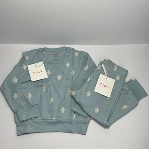 Tiny Cottons Sweatshirt & Pants Kids 2Y/8Y Blue/Cream Birds New - Picture 1 of 12