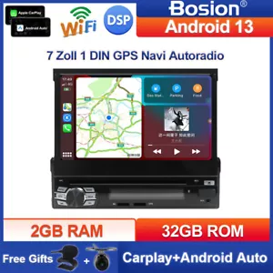 7 Zoll Android 14 Autoradio 1 DIN GPS NAVI DVD DAB+ Bluetooth USB WiFi 2+32GB - Bild 1 von 24