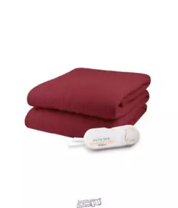 Biddeford Comfort Knit Fleece Electric Heated Warming Throw Blanket Brick Red - Picture 1 of 2