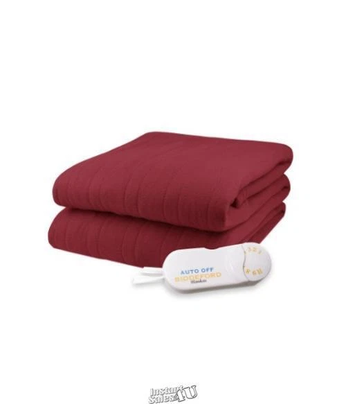 Biddeford Comfort Knit Fleece Electric Heated Warming Throw Blanket Brick Red - Image 1 of 2
