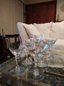Elegant Hexagonal 4 Water & 4 Martini Stem Glasses - Picture 1 of 4