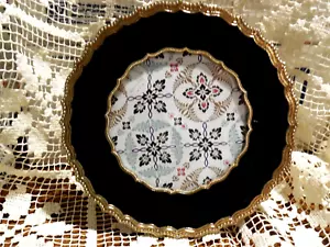 Vtg Azzure Home Round 6" ART DECO Picture Frame Velvet Black 3.75" opening - Picture 1 of 7