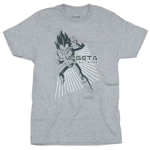 Dragon Ball Z Mens T-Shirt - Vegeta Full Body Stance Over White Power Lines - Picture 1 of 1