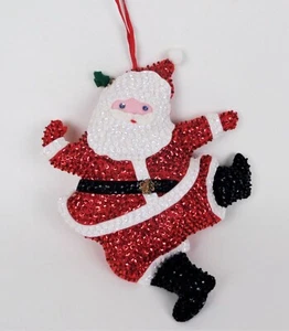 Vintage Felt Sequin Santa Clause Ornament Handmade Stuffed Large 9 Inches 1960s - Bild 1 von 3