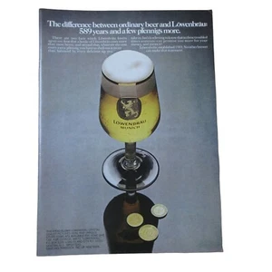 1973 Lowenbrau Munich Imported Beer / Veedol Motor Oil - Vintage Print Ad - Bild 1 von 4