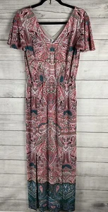 London Style Collection Multicolor Shortsleeve Polyester Blend LongDress Size 6 - Picture 1 of 2