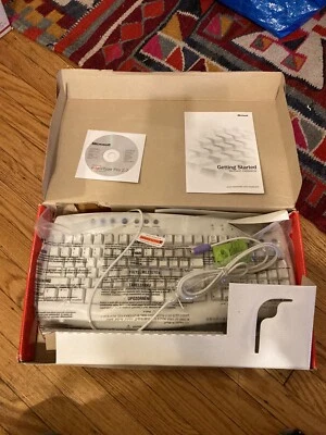 New In Open Box MICROSOFT INTERNET KEYBOARD C19-00330 PS2 Detachable Palm Unused - Image 1 of 4