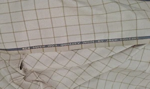 Beige Suiting Fabric windowpane box Checked Plaid Super 180s Wool Cloth - Picture 1 of 1