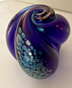 Vintage Hand Blown Mynatt 1999 Art Glass Blue Nautical Wave Figurine Paperweight - Picture 1 of 10