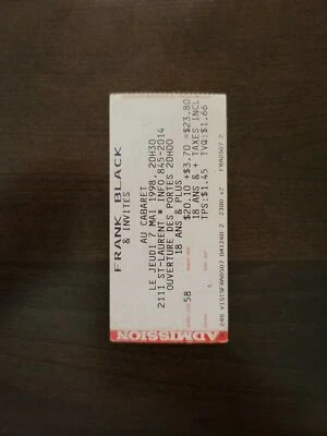 Frank Black 1998, Montreal Au Cabaret Original Concert Ticket Stub - Image 1 of 2