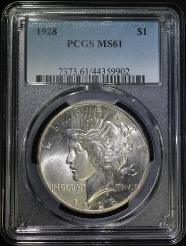 1928 P Peace Silver Dollar PCGS MS61 Uncirculated Well Struck BU Key Date Cover
