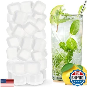 Reusable Ice Cubes for Drinks, 100 Pack Refreezable Plastic Ice Cubes BPA Fre - Picture 1 of 5