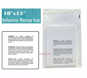 500 10x13 Self Seal Suffocation Warning Clear Poly Bags 1.5 mil -ST ShipMailers - Picture 1 of 4