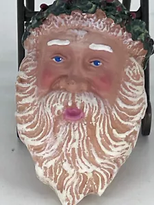 Papá Noel Ojo Azul Vintage Antiguo Barbudo Cara Colgar Adorno 4" - Imagen 1 de 5