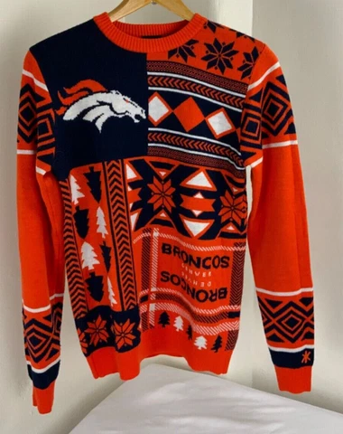 Denver Broncos Ugly Christmas Sweater crew neck pullover  NFL pre-owned Men's S Cover