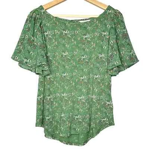 Lucky Brand Floral Ruffle Sleeve Blouse Top US Size S - Picture 1 of 7