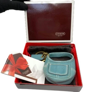 RARE Coach Legacy Ergo Blue Mini Leather Handbag Purse Key Chain Fob 92083 Box - Picture 1 of 8
