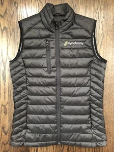 synchrony financial black puff vest cinque Zip Sleeveless employee Logo medium M - Picture 1 of 12