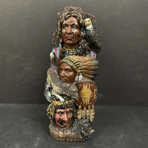 Tótem de cera de oso lobo águila jefe guerrero indio nativo americano vintage decoración - Imagen 1 de 9