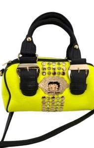 Betty Boop Borsa Donna Giallo Neon Strass Bling Borsa a Mano con Licenza - Foto 1 di 9