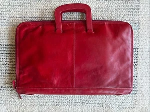 Wilson’s Red Leather Laptop Bag Portfolio Briefcase Double Handles 16.5” X 10.5” - Picture 1 of 7