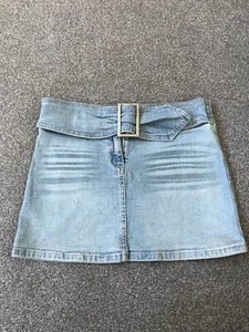Vintage Y2k River Island Belted Micro Mini Skirt With Rhinestone Buckle Belt - Picture 1 of 5