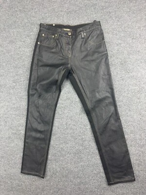 Pantalones para mujer Robert Cavalli 42 negros imitación cuero ajustados tiro medio Foto 1 de 4