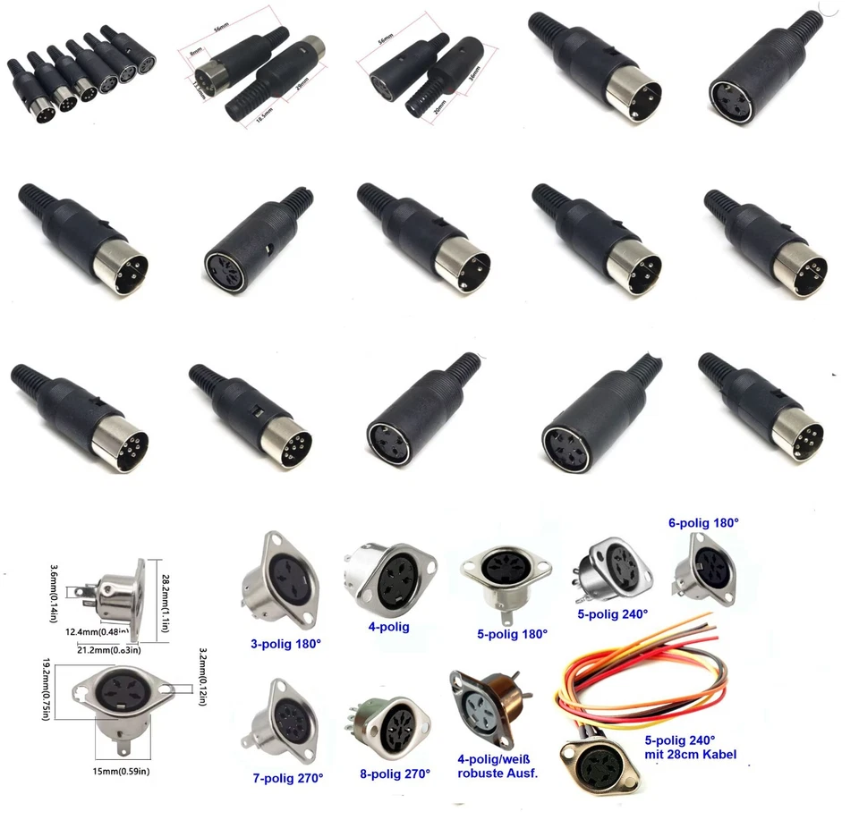 DIN Coupler, Installation Female Connector 3 4 5 6 7 8 Pin, Soldering MIDI Audio 1pc - Image 1 of 1