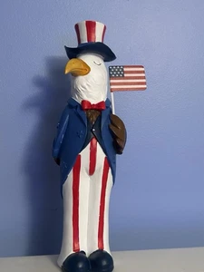 UNCLE SAM Stars and Stripes Figurine Statue PATRIOTIC 4th of July Bald Eagle - Picture 1 of 4