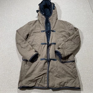 Hugo Boss Duffle Coat Mens 42 Long Large Brown Black Reversible Longline Winter - Picture 1 of 15