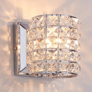 Modern Chrome Crystal Wall Sconces Elegant Bathroom Vanity Wall Light Fixture... - Picture 1 of 7
