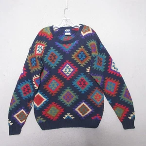 Vintage Woolrich Sweater Large Southwestern Aztec Colorful 90s Y2K Ramie Blend - Picture 1 of 11